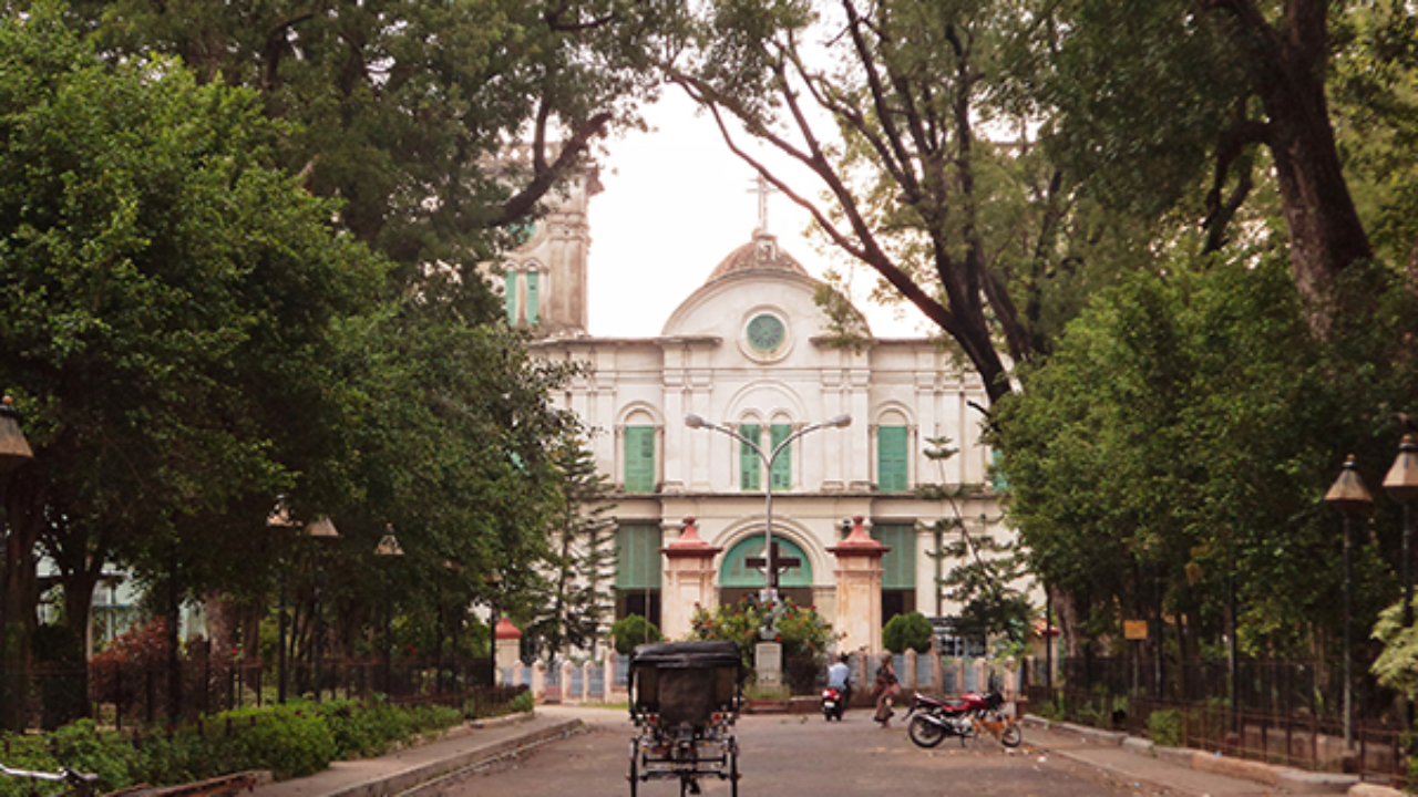 A view of the Strand Road with Sacred Heart Cathedral in the background