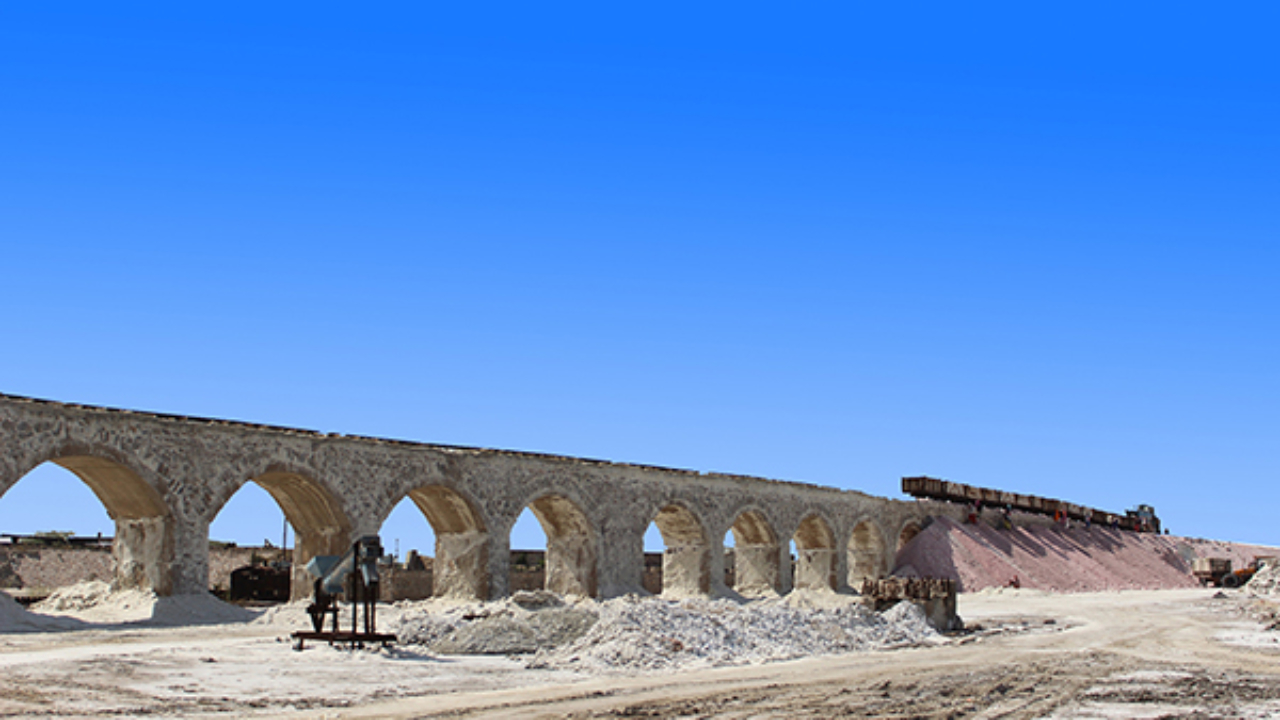 The salt bridge at Sambhar used by trollies to unload salt collected from salt pans